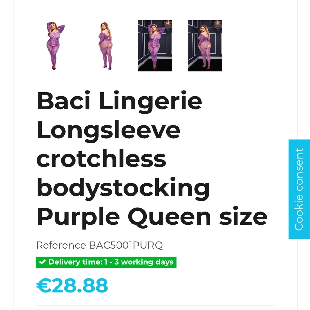 Baci longsleeve body stocking lingerie lace jumpsuit, plus queen size - Picture 14 of 14